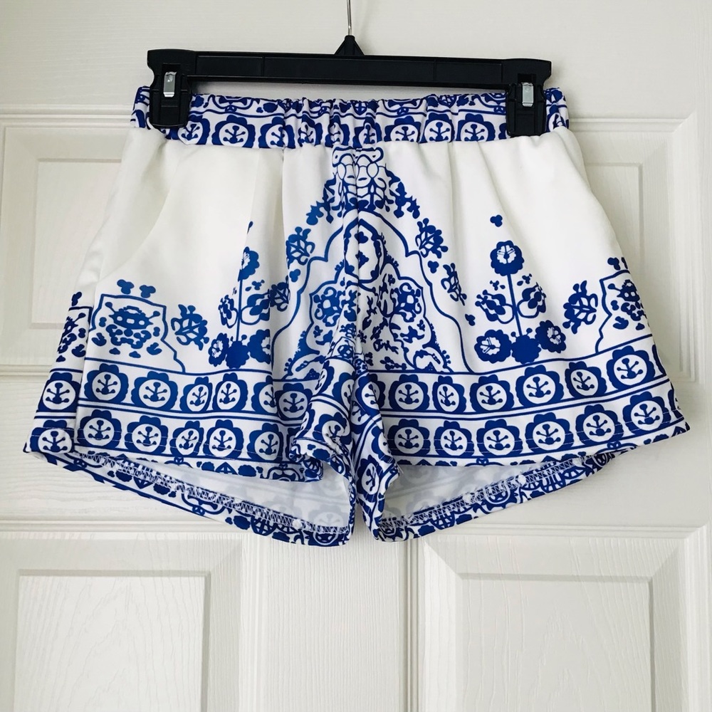 Blue & White Floral Shorts